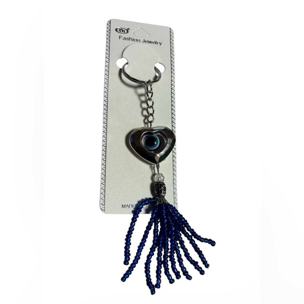 Evil Eye Keychain with Blue Tassel - 12 count - Picture 2 of 2